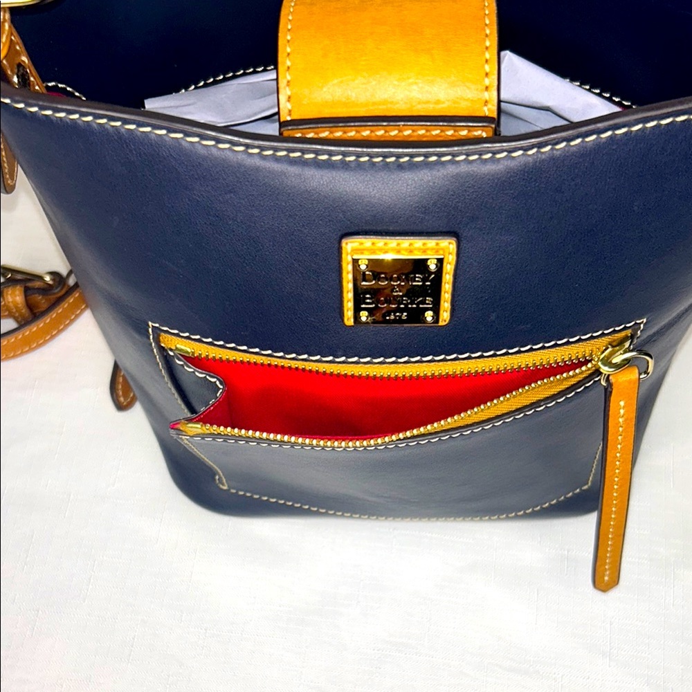 Dooney & Bourke Wexford Leather Ridley Satchel Midnight Blue with Gold Hardware - Picture 6 of 13